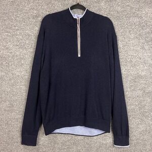 GREYSON Mens Navy Blue Quarter Zip‎ Wool Cashmere Sweater XL